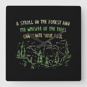 Camping Hiking Mountains Gift Vierkante Klok