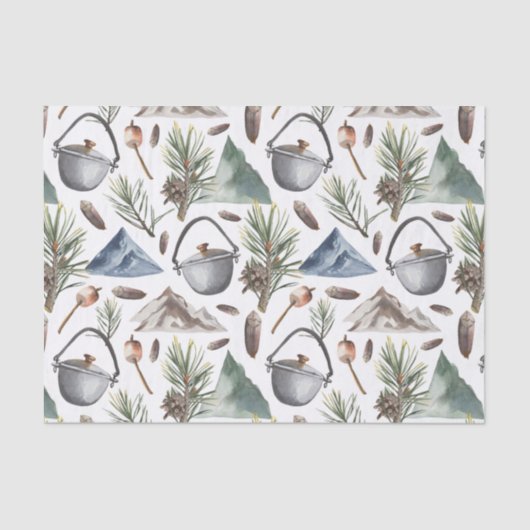 Camping, Hiking, Outdoor en Natuur Geëerd Tissuepapier (Voorkant)