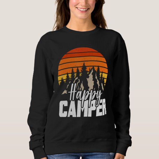 Camping Hiking  Present Happy Camper Vintage Art Trui (Voorkant)