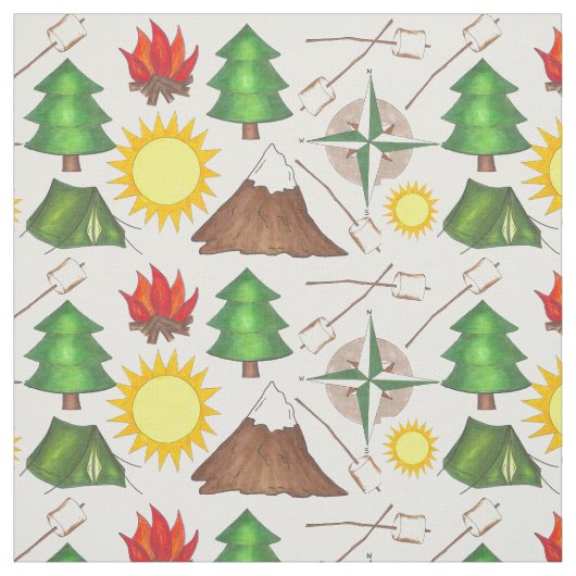 Camping Hiking Summer Camp Fabric Tent Sun Smores Stof (Swatch)