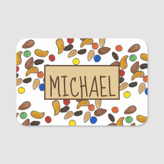 Camping Hiking Trail Mix Snack Food Summer Camp Naamplaatje (Voorkant)