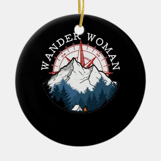 Camping Hiking Wander Woman Keramisch Ornament (Voorkant)