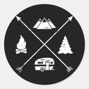 Camping hipster Caravan trailer Ronde Sticker