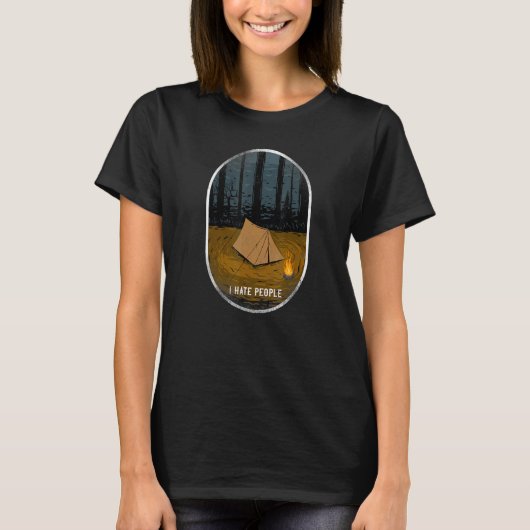 Camping Ik Haat Mensen Tent T-shirt (Voorkant)