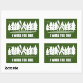 Camping, ik werk voor dit rechthoekige sticker (Vel)