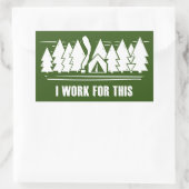 Camping, ik werk voor dit rechthoekige sticker (Tas)