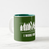 Camping, ik werk voor dit tweekleurige koffiemok (Voorkant links)