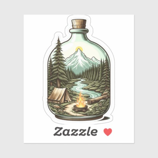 Camping In A Bottle Sticker | Die-Cut Sticker (Vel)