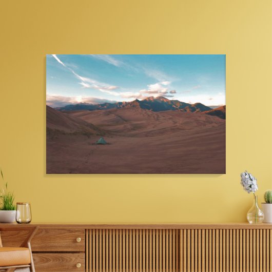 Camping in de Duinen Canvas Afdruk (Insitu (Woonkamer))