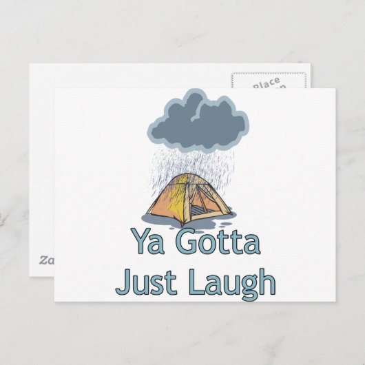 Camping in de regen briefkaart (Voorkant / Achterkant)