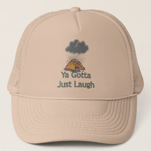 Camping in de regen trucker pet (Voorkant)