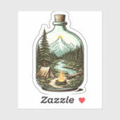 Camping In Een Fles Sticker | Uitknip Sticker (Vel)