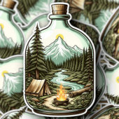 Camping In Een Fles Sticker | Uitknip Sticker