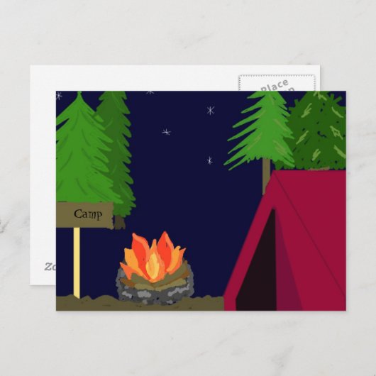 Camping in een tent briefkaart (Voorkant / Achterkant)