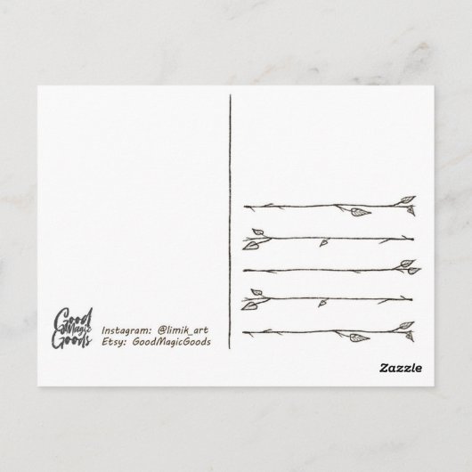 Camping in het bos. Briefkaart (Achterkant)