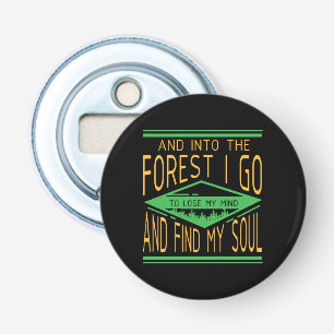 Camping - In het bos ga ik grappig kamperen Button Flesopener