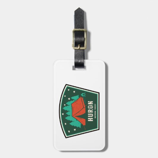 Camping in Huron National Forest Bagagelabel (Voorkant verticaal)