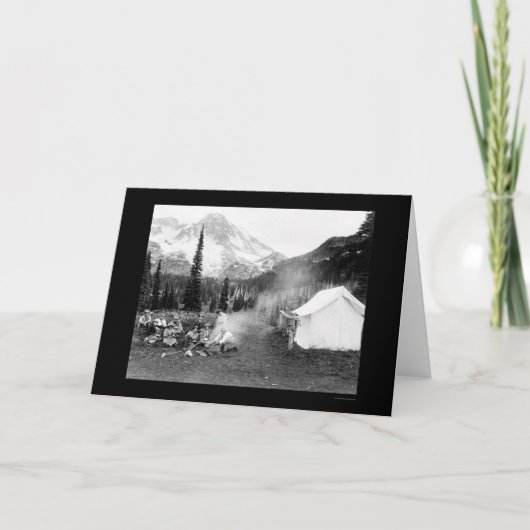 Camping in Indian Henry, Mount Rainier, WA 1922 Kaart (Voorkant)