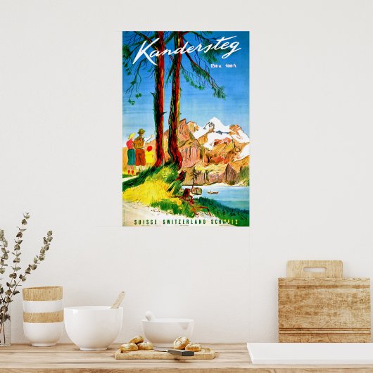 Camping in Kandersteg, Zwitserland Poster (Keuken)