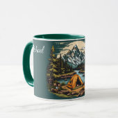 Camping In The Mountains Voeg Naam & Tekst Gift Mok (Voorkant links)