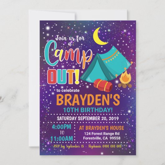 Camping Invitation Boy Camp Uitnodiging (Voorkant)