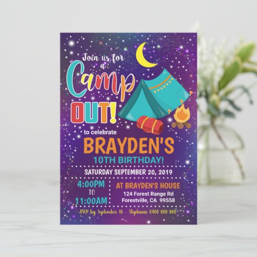 Camping Invitation Boy Camp Uitnodiging (Staand voorkant)