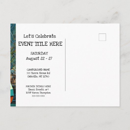 Camping Invitation Briefkaart (Achterkant)