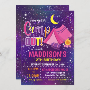 Camping Invitation Girl Camp Uitnodiging