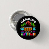 Camping is Awesome Bier Maakt het Nog Awesomer-673 Ronde Button 3,2 Cm (Voorkant /achterkant)