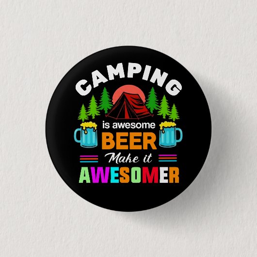 Camping is Awesome Bier Maakt het Nog Awesomer-673 Ronde Button 3,2 Cm (Voorkant)