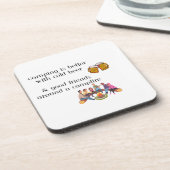 Camping is beter met koud bier, goede vrienden op bier onderzetter (Linkerzijde)