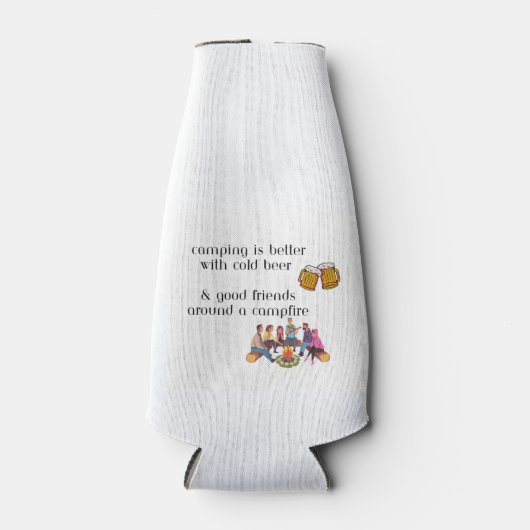 Camping is beter met koude bier en goede vrienden flesjeskoeler (Voorkant)