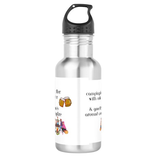 Camping is beter met koude bier en goede vrienden waterfles (Voorkant)