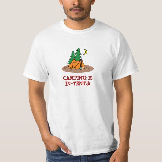 Camping is een grappig shirt met tenten (Voorkant)
