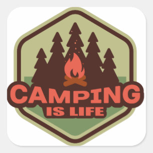 Camping is een leven-sticker vierkante sticker