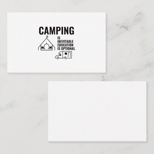 CAMPING IS EEN ONVERMIJDELIJK ONDERWIJS. VISITEKAARTJE (Voorkant / Achterkant)