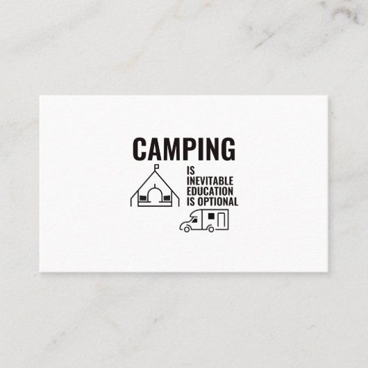 CAMPING IS EEN ONVERMIJDELIJK ONDERWIJS. VISITEKAARTJE (Voorkant)
