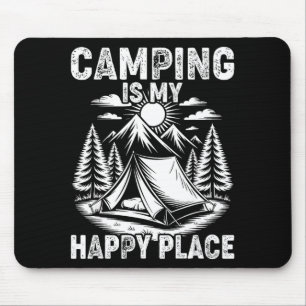 Camping is gelukkige plek grappige camper bos kamp muismat