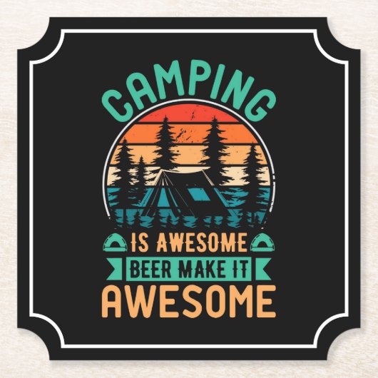 Camping is Geweldig Bier Maakt het Geweldig Kartonnen Onderzetters (Voorkant)
