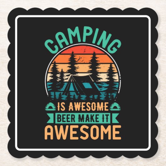 Camping is Geweldig Bier Maakt het Geweldig Kartonnen Onderzetters (Voorkant)