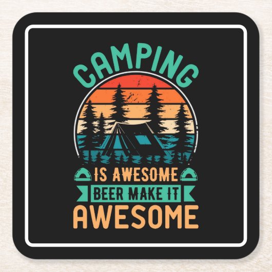 Camping is Geweldig Bier Maakt het Geweldig Kartonnen Onderzetters (Voorkant)