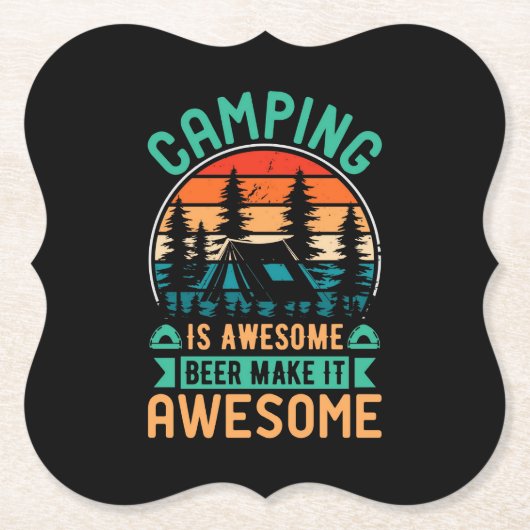 Camping is geweldig bier Maakt het geweldig Kartonnen Onderzetters (Voorkant)