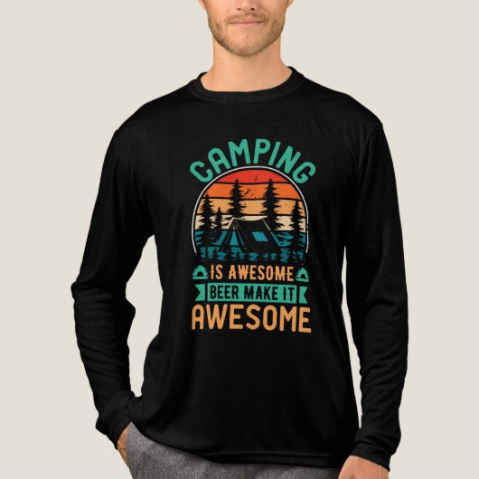 Camping is Geweldig Bier Maakt het Geweldig Tri-Blend Shirt (Voorkant volledig)