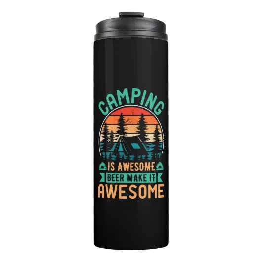 Camping is Geweldige Bier Maakt het Geweldig Thermosbeker (Voorkant)