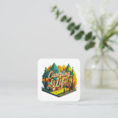 Camping is het leven vierkante visitekaartje (Staand voorkant)