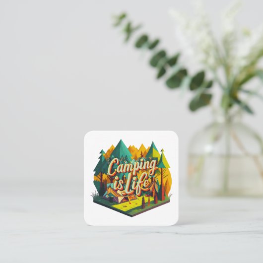 Camping is het leven vierkante visitekaartje (Staand voorkant)