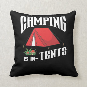 Camping is in tents cadeau voor campers kussen