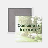 Camping is "intens" in tenten DAD JOKE magnet (Voorkant / Achterkant)