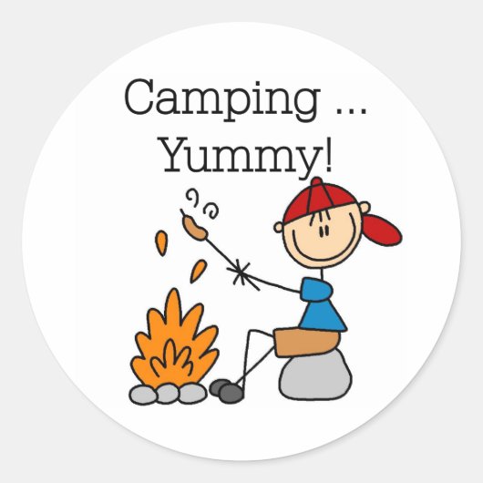 Camping is Lekker Ronde Sticker (Voorkant)