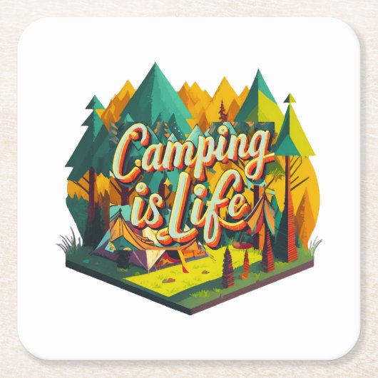 Camping is Leven Kartonnen Onderzetters (Voorkant)